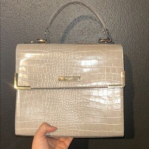 LIKE NEW Dune London Taupe Croc-Embossed Beige Satchel